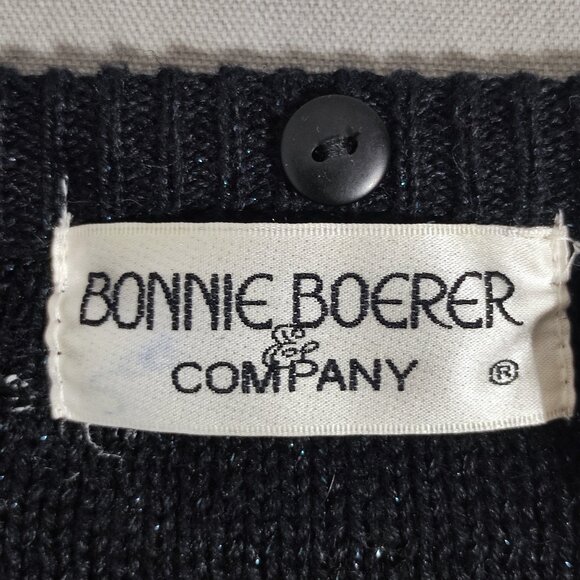 Vintage Bonnie Boerer Sequin Sweater women's size L black base Casinos Gambler - Picture 5 of 16